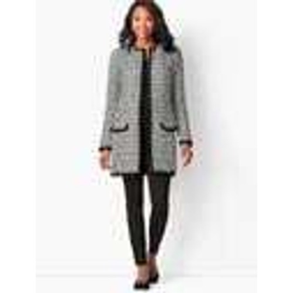 NWT Talbots Tweed Sweater Jacket Womens M Black‎ White Boucle Lined